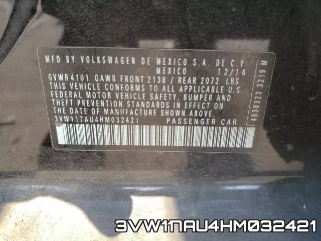 3VW117AU4HM032421 фото 2