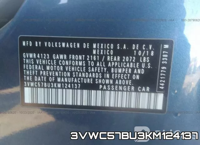 3VWC57BU3KM124137 фото 10