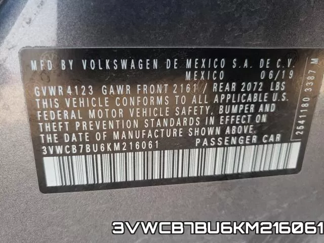 3VWCB7BU6KM216061 фото 2