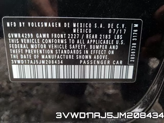 3VWD17AJ5JM208434 фото 2
