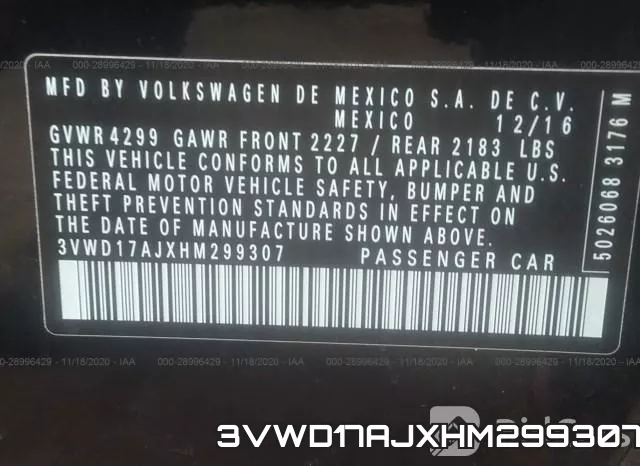 3VWD17AJXHM299307 фото 9