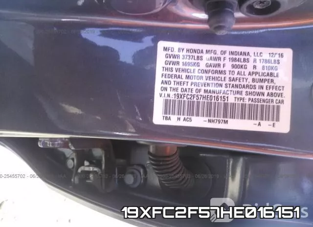 19XFC2F57HE016151 фото 10