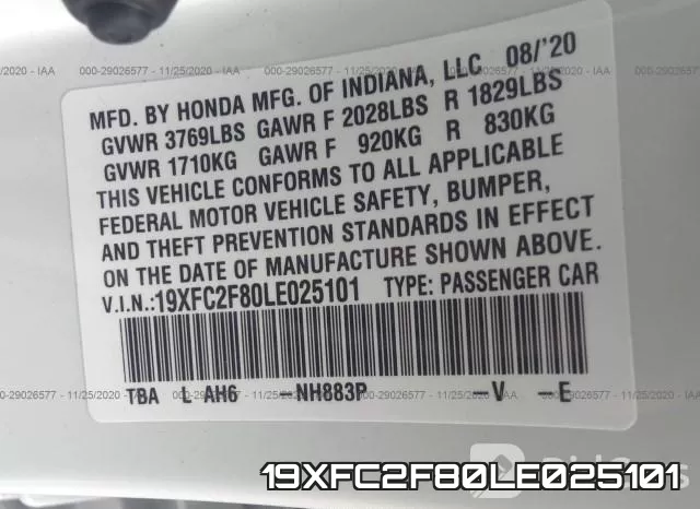 19XFC2F80LE025101 фото 10