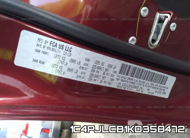 1C4PJLCB1KD358472 фото 10