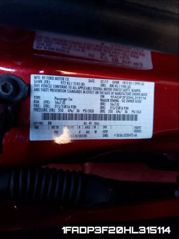 1FADP3F20HL315114 фото 2
