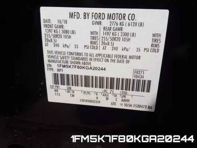 1FM5K7F80KGA20244 фото 2