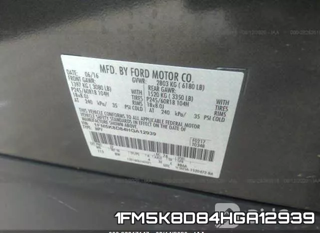 1FM5K8D84HGA12939 фото 10