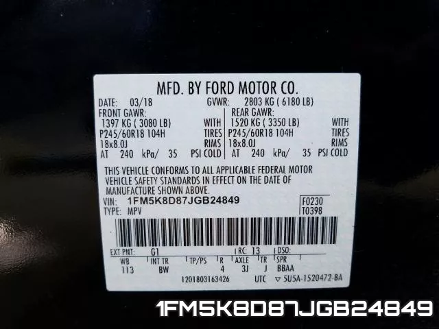 1FM5K8D87JGB24849 фото 2