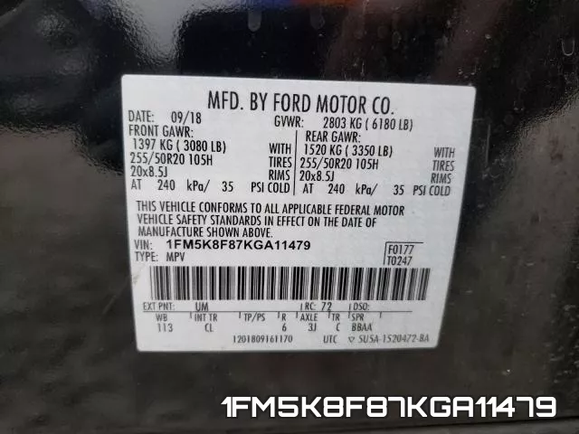 1FM5K8F87KGA11479 фото 2
