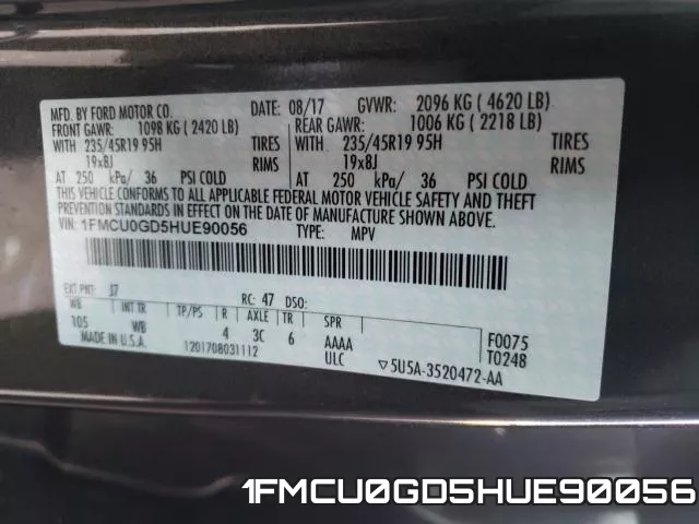 1FMCU0GD5HUE90056 фото 2