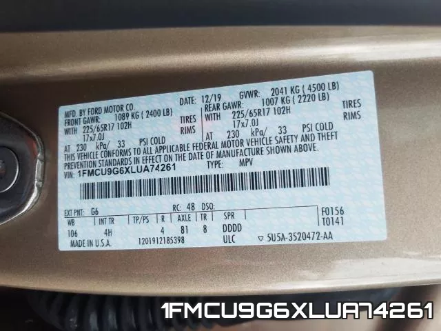 1FMCU9G6XLUA74261 фото 2