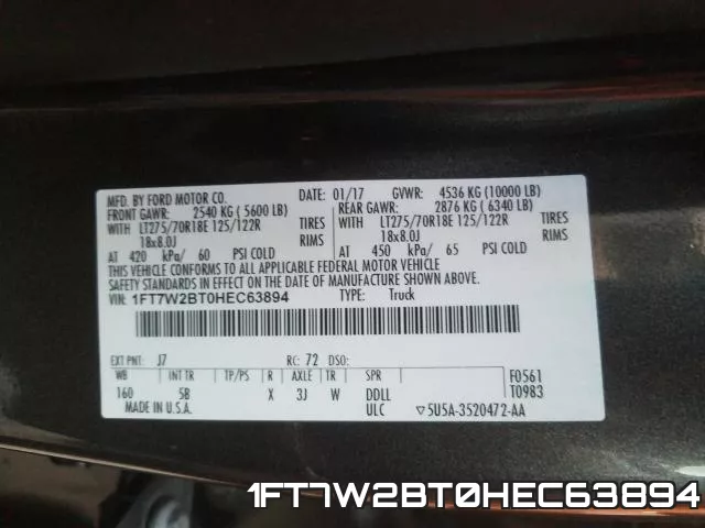 1FT7W2BT0HEC63894 фото 2