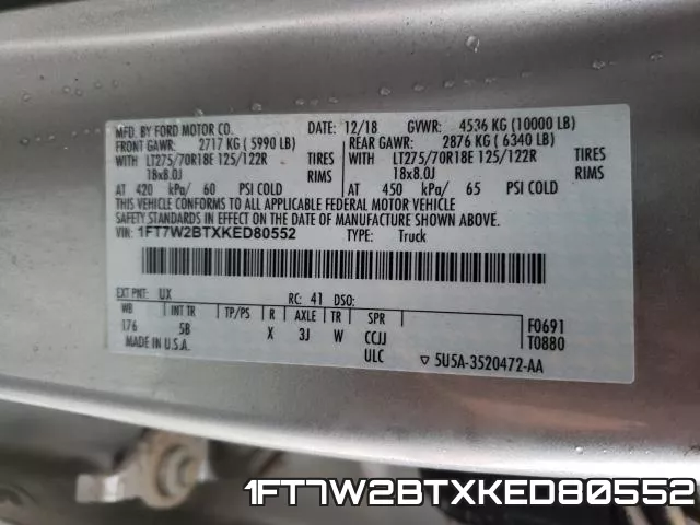 1FT7W2BTXKED80552 фото 2