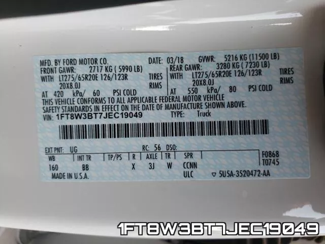 1FT8W3BT7JEC19049 фото 2