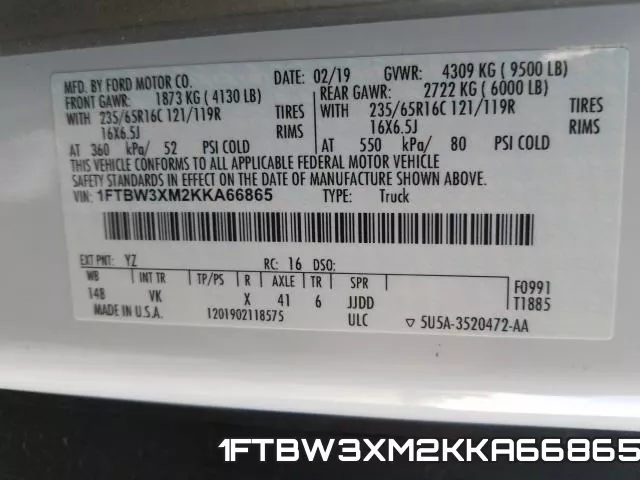 1FTBW3XM2KKA66865 фото 2
