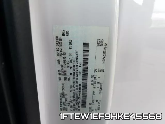 1FTEW1EF9HKE45568 фото 2