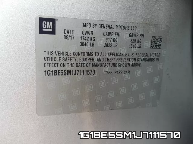 1G1BE5SM1J7111570 фото 2