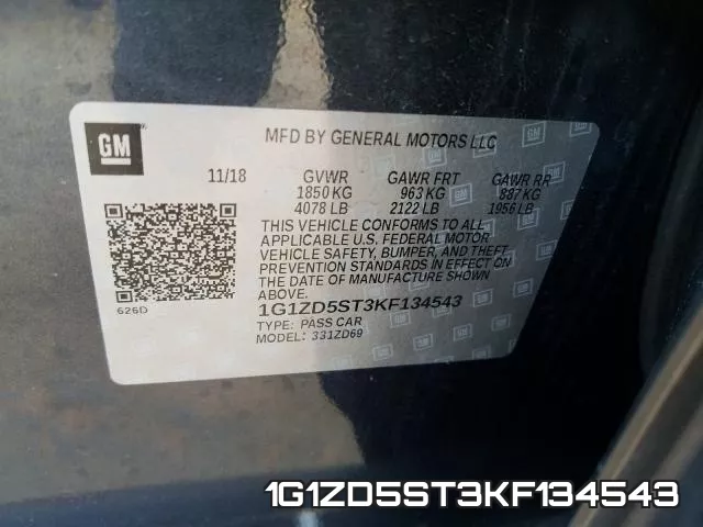 1G1ZD5ST3KF134543 фото 2