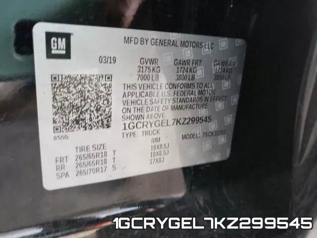 1GCRYGEL7KZ299545 фото 2