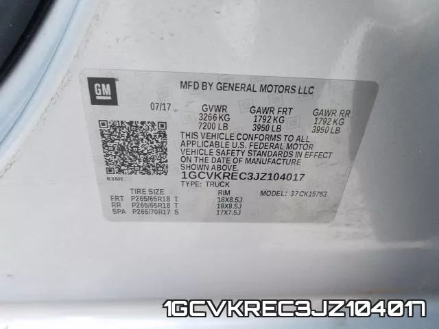1GCVKREC3JZ104017 фото 2