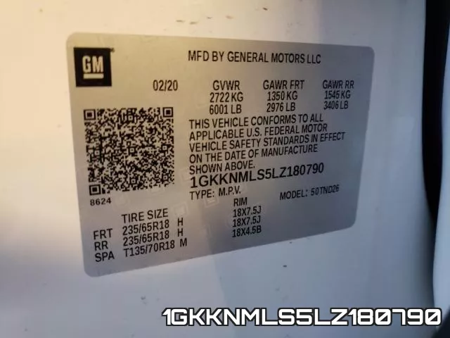 1GKKNMLS5LZ180790 фото 2