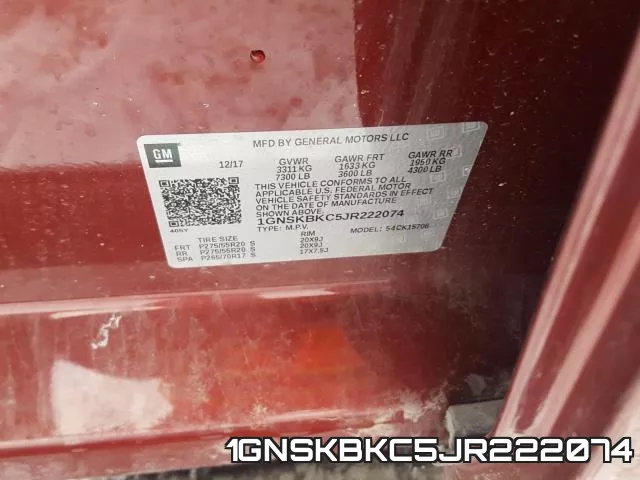 1GNSKBKC5JR222074 фото 2