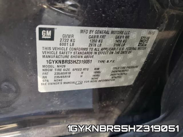 1GYKNBRS5HZ319051 фото 2