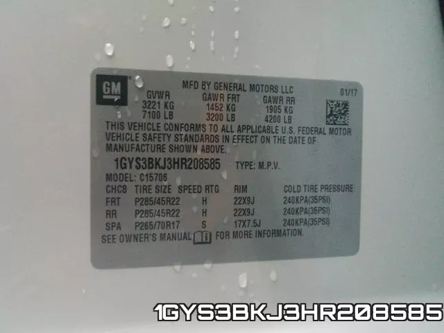 1GYS3BKJ3HR208585 фото 2