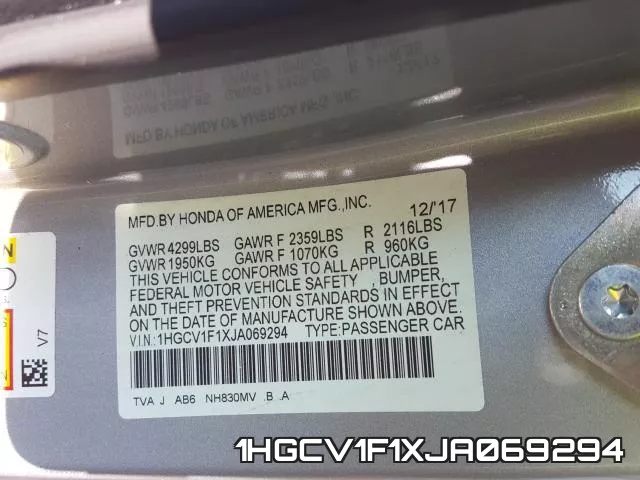1HGCV1F1XJA069294 фото 2