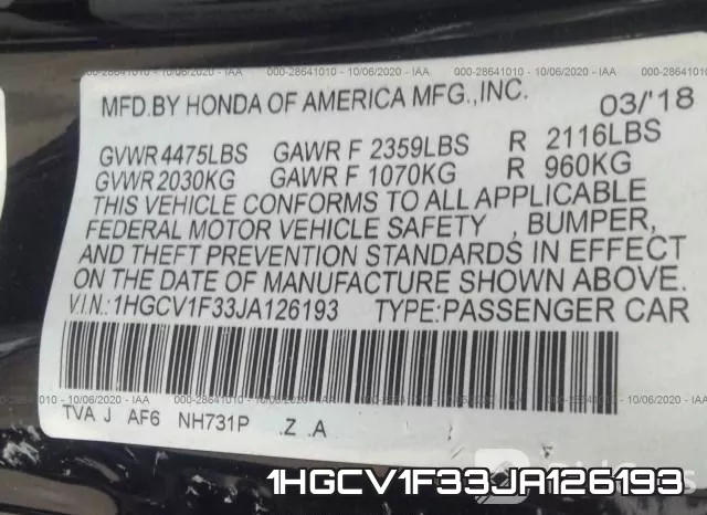 1HGCV1F33JA126193 фото 10