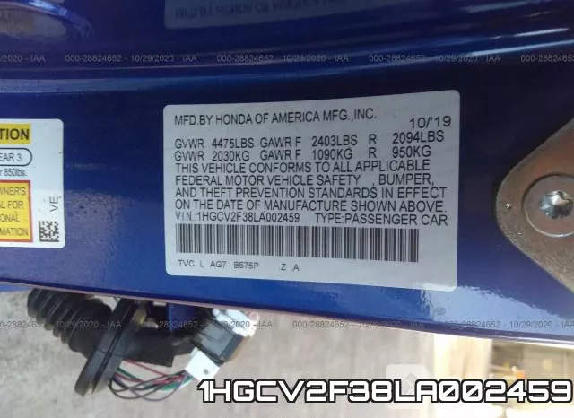 1HGCV2F38LA002459 фото 10