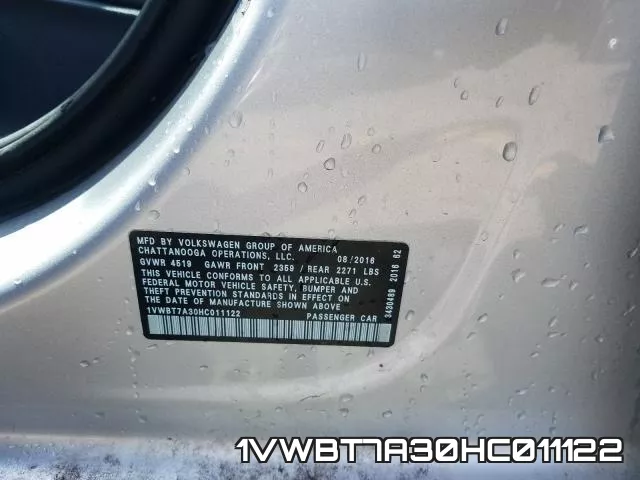 1VWBT7A30HC011122 фото 2
