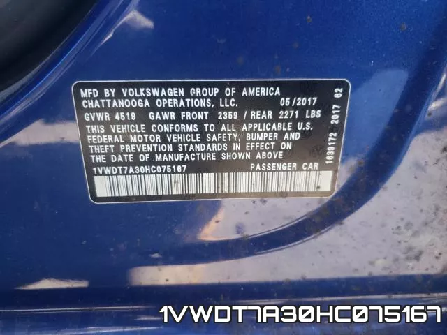 1VWDT7A30HC075167 фото 2
