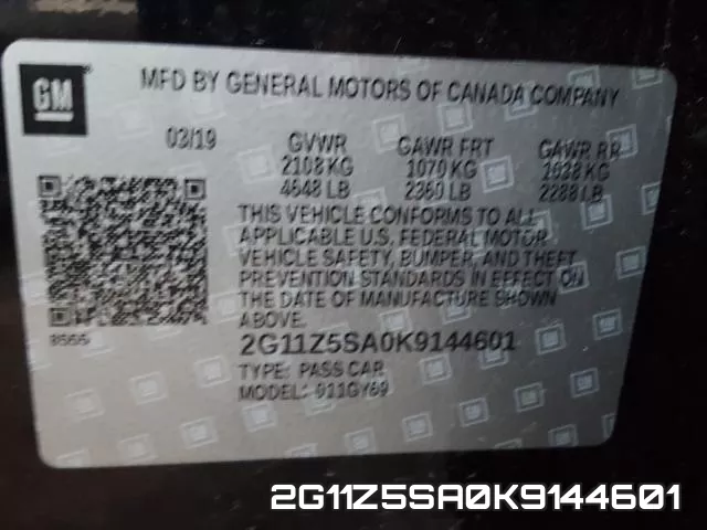 2G11Z5SA0K9144601 фото 2
