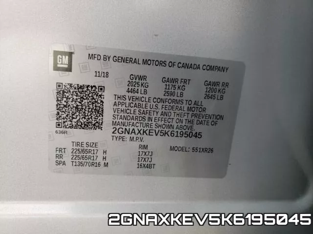 2GNAXKEV5K6195045 фото 2