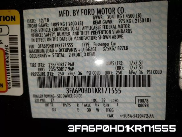 3FA6P0HD1KR171555 фото 2