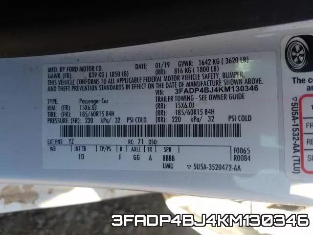 3FADP4BJ4KM130346 фото 2