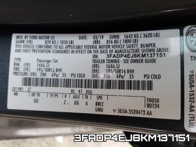 3FADP4EJ8KM137151 фото 2