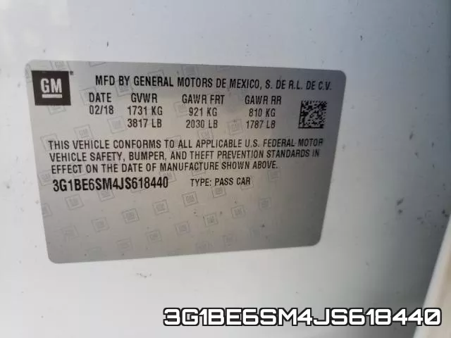 3G1BE6SM4JS618440 фото 2