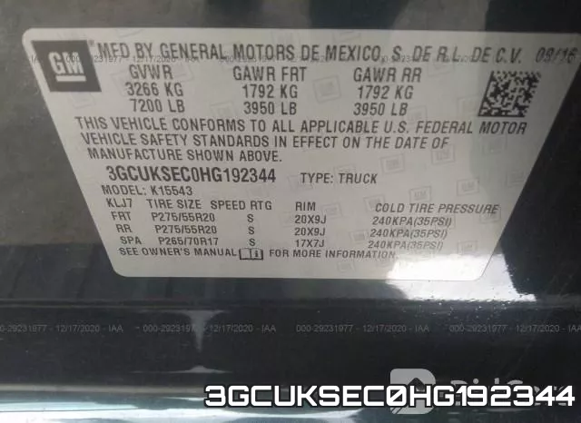 3GCUKSEC0HG192344 фото 10