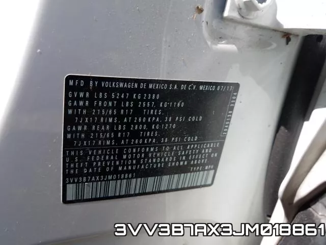 3VV3B7AX3JM018861 фото 2