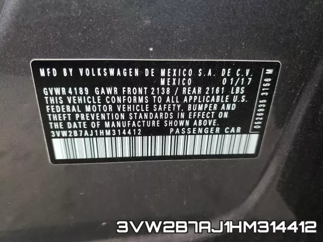 3VW2B7AJ1HM314412 фото 2