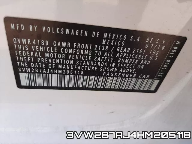 3VW2B7AJ4HM205118 фото 2