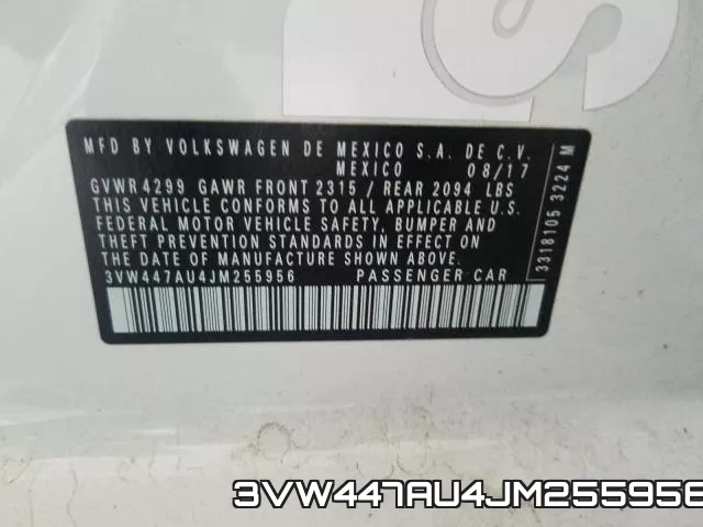 3VW447AU4JM255956 фото 2