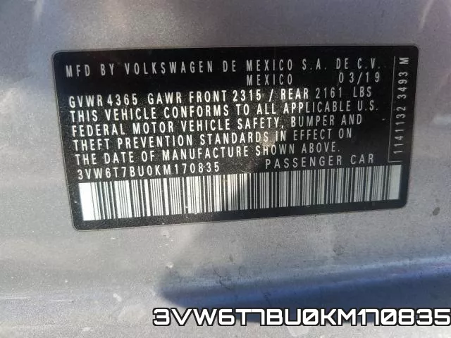 3VW6T7BU0KM170835 фото 2