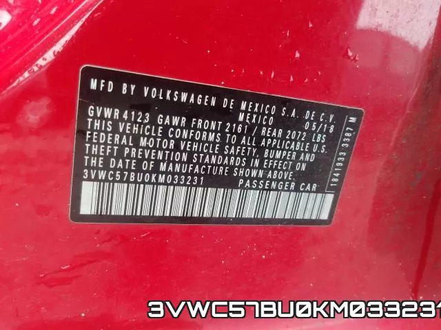 3VWC57BU0KM033231 фото 2