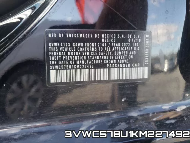 3VWC57BU1KM227492 фото 2