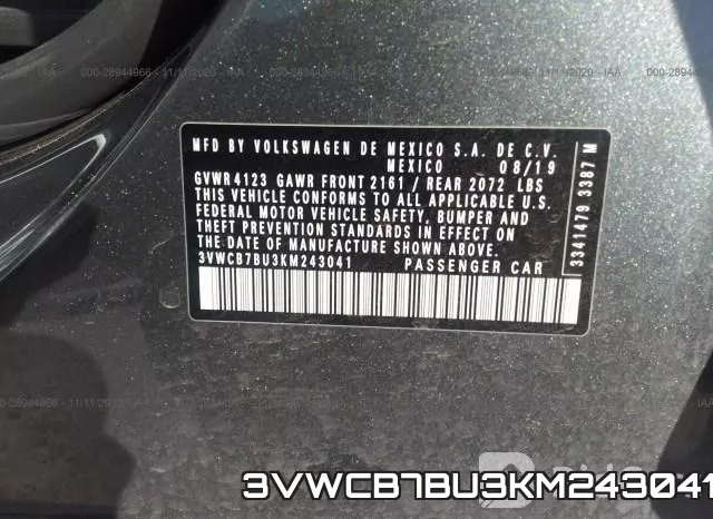 3VWCB7BU3KM243041 фото 10