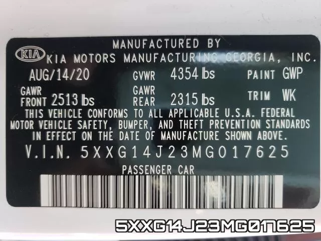 5XXG14J23MG017625 фото 2