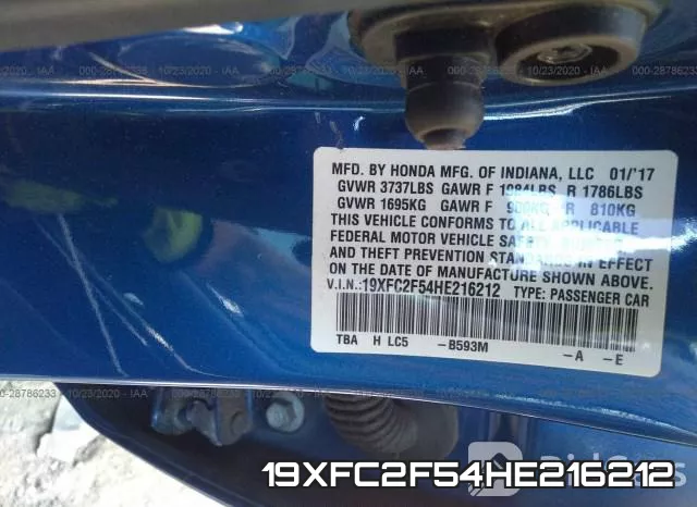 19XFC2F54HE216212 фото 9